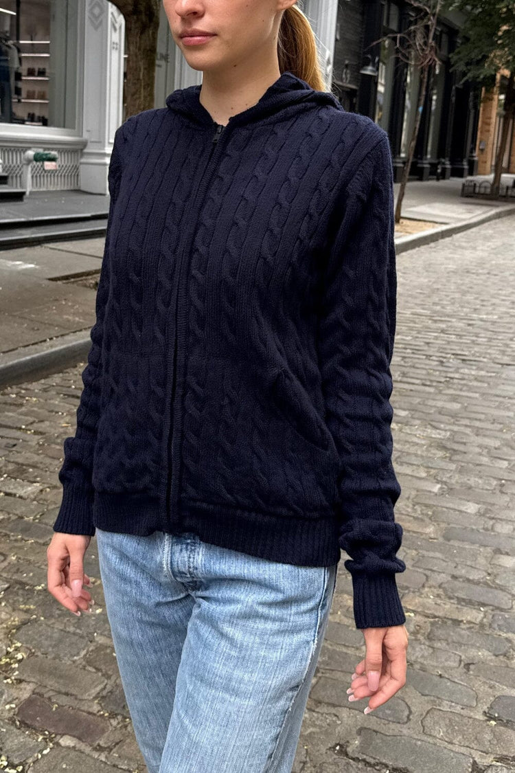 Ayla Cable Knit Sweater | Navy Blue / XS/S
