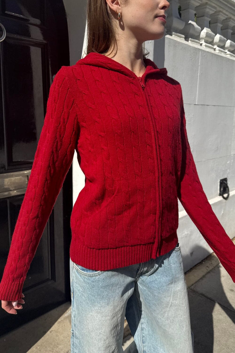 Ayla Cable Knit Sweater | Red / XS/S
