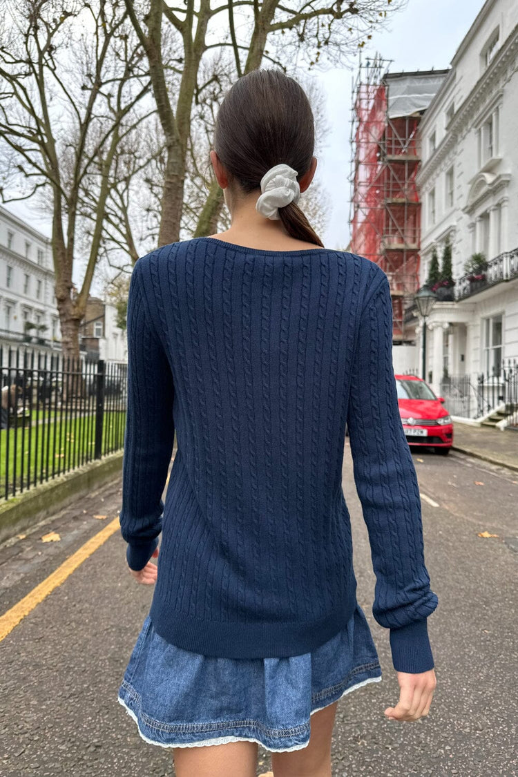 Zoe Cable Knit Cardigan | Classic Navy / XS/S