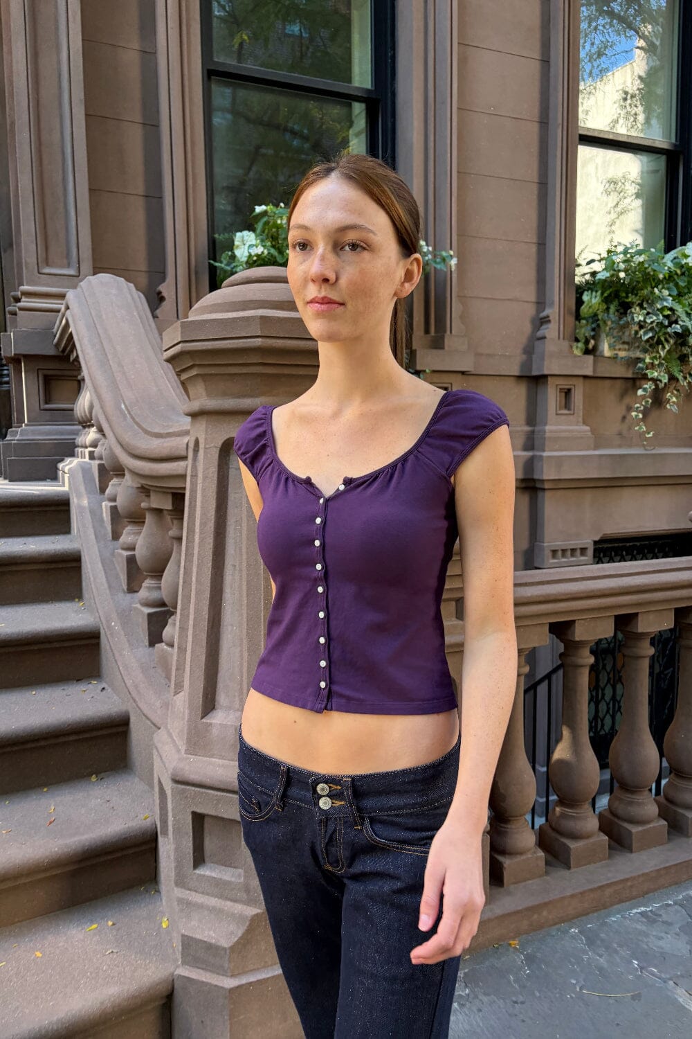 Jayda Button Top | Deep Purple / XS/S