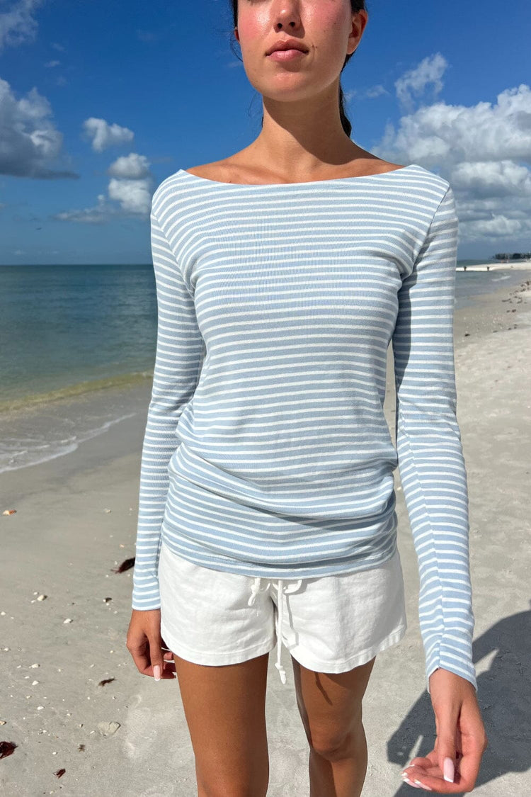 Catalina Stripes Top | Light Blue White Stripes / S