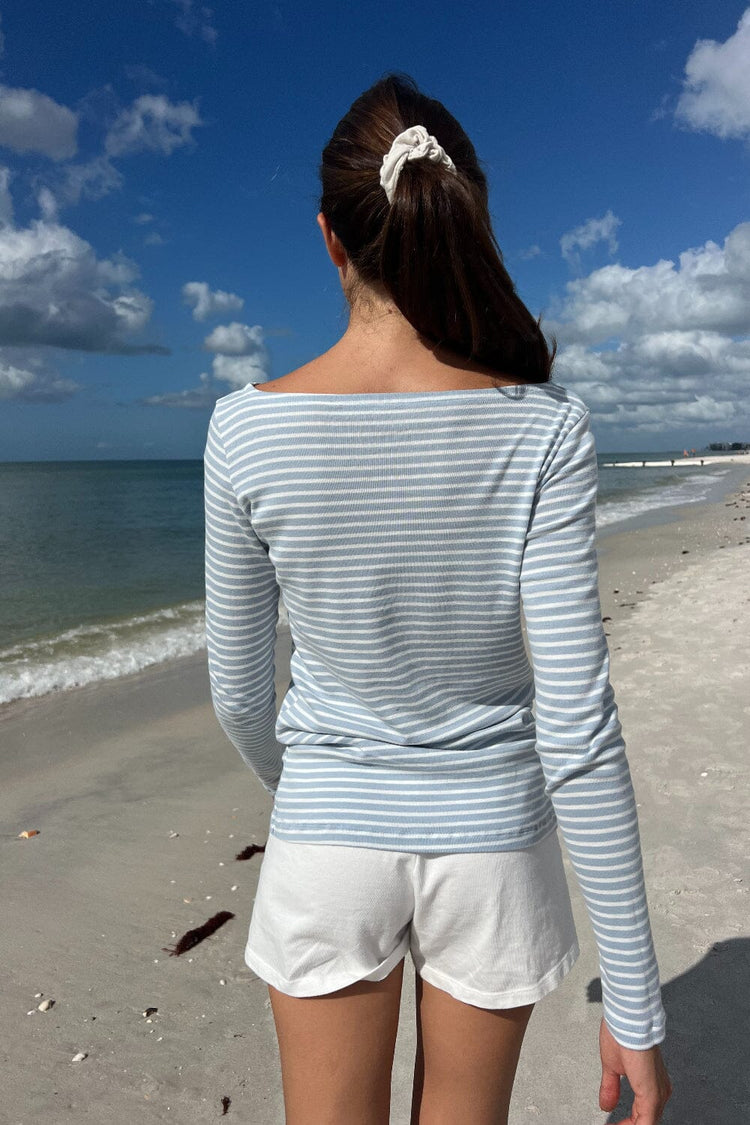 Catalina Stripes Top | Light Blue White Stripes / S