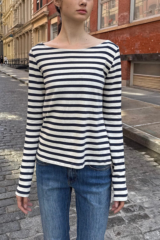 Navy Blue White Stripes / S