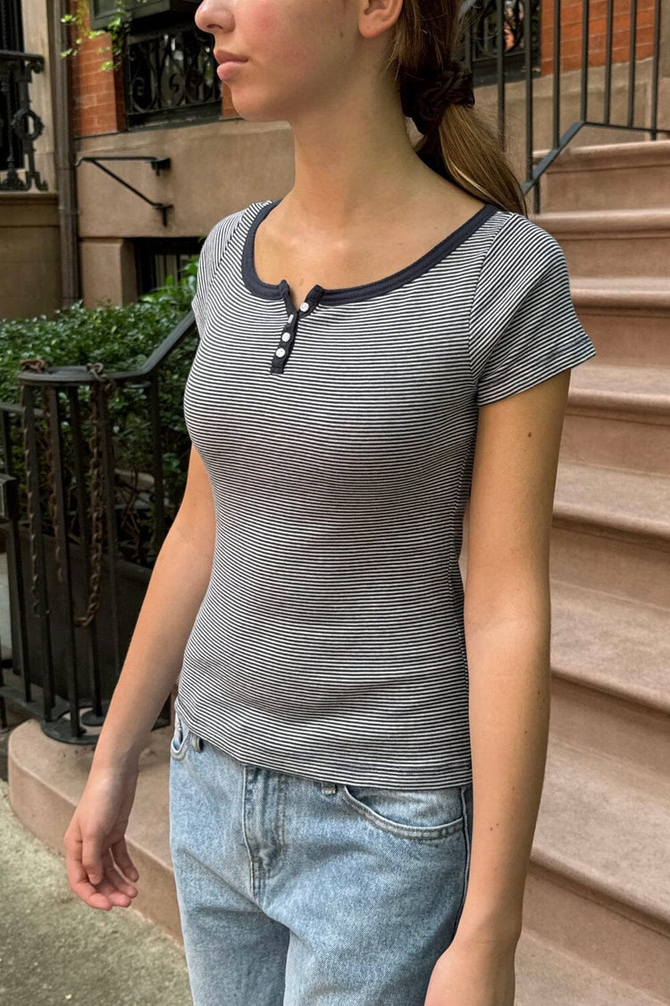 Zelly Striped Top | Black White Stripes / XS/S