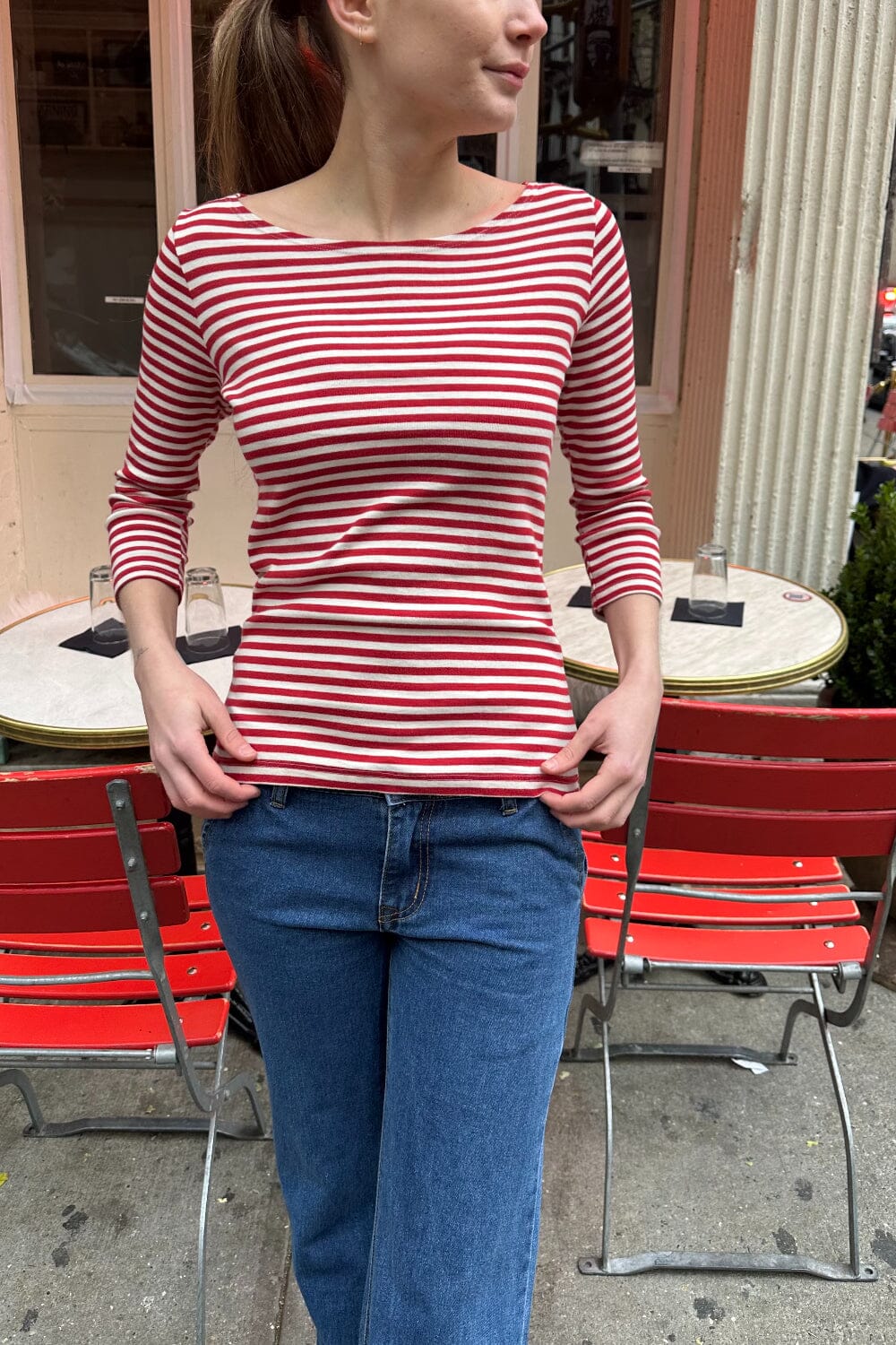 Brandy Melville Pink Striped Shirt Stephanie Stripe Top