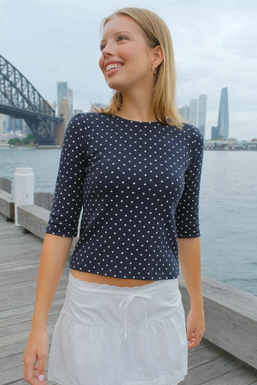 Jennie Polka Dots Top | Navy with White Polka Dots / XS/S