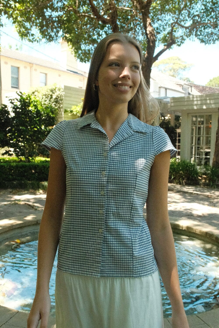 Rue Plaid Top | Blue And White Plaid / XS/S