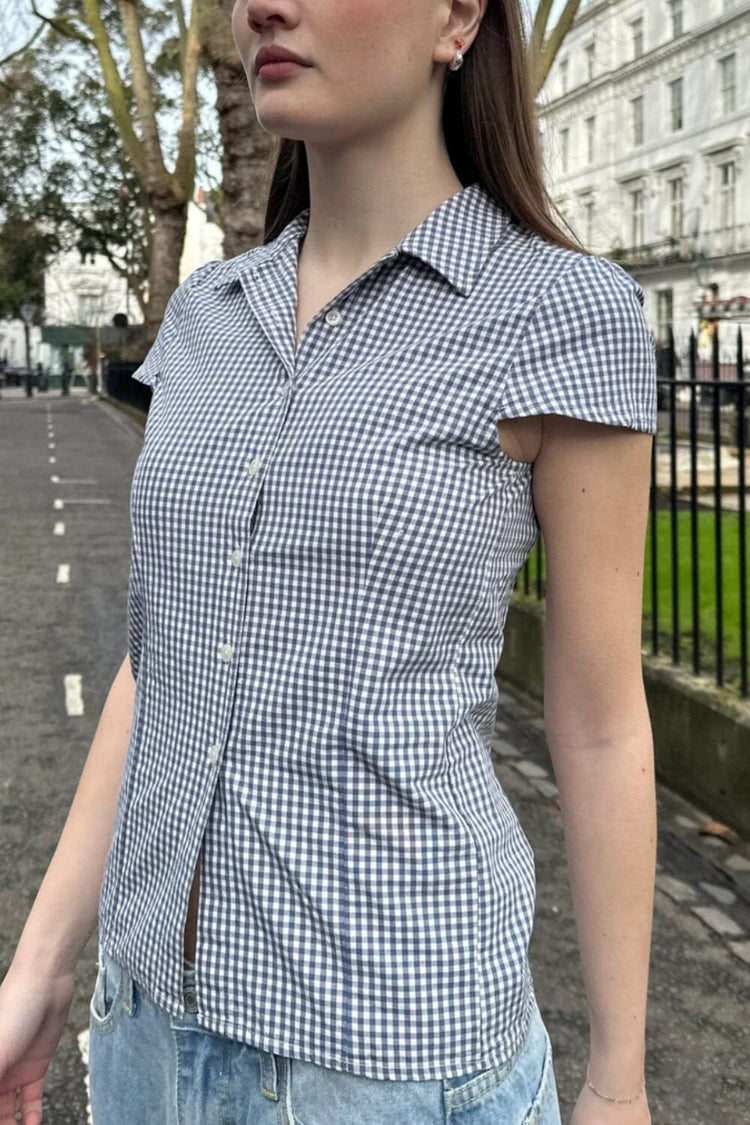 Rue Plaid Top | Blue And White Plaid / XS/S