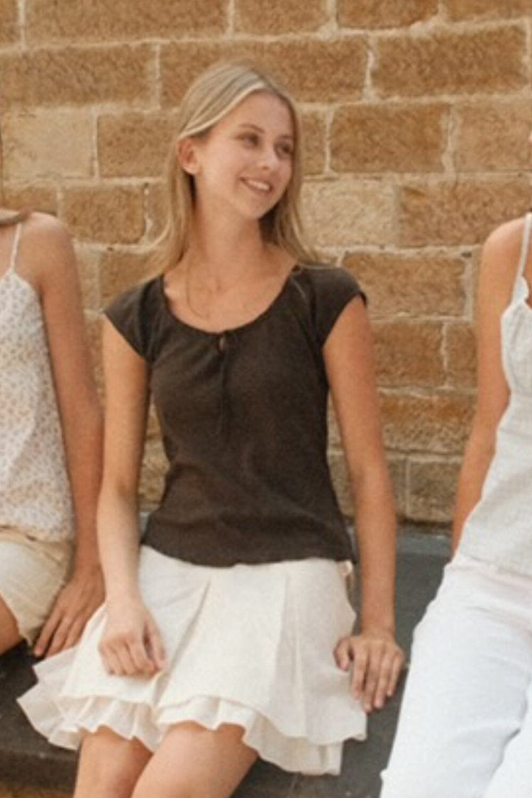 Noa Eyelet Top | Mocha / XS/S