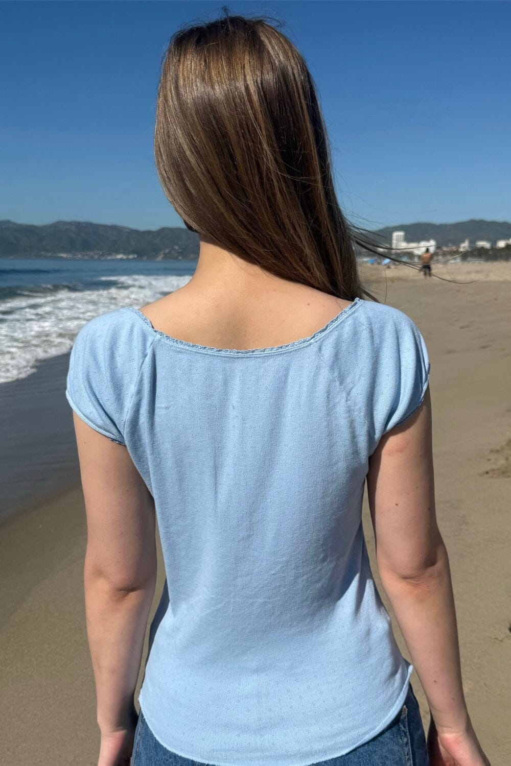 Noa Eyelet Top | Light Blue Pastel / XS/S