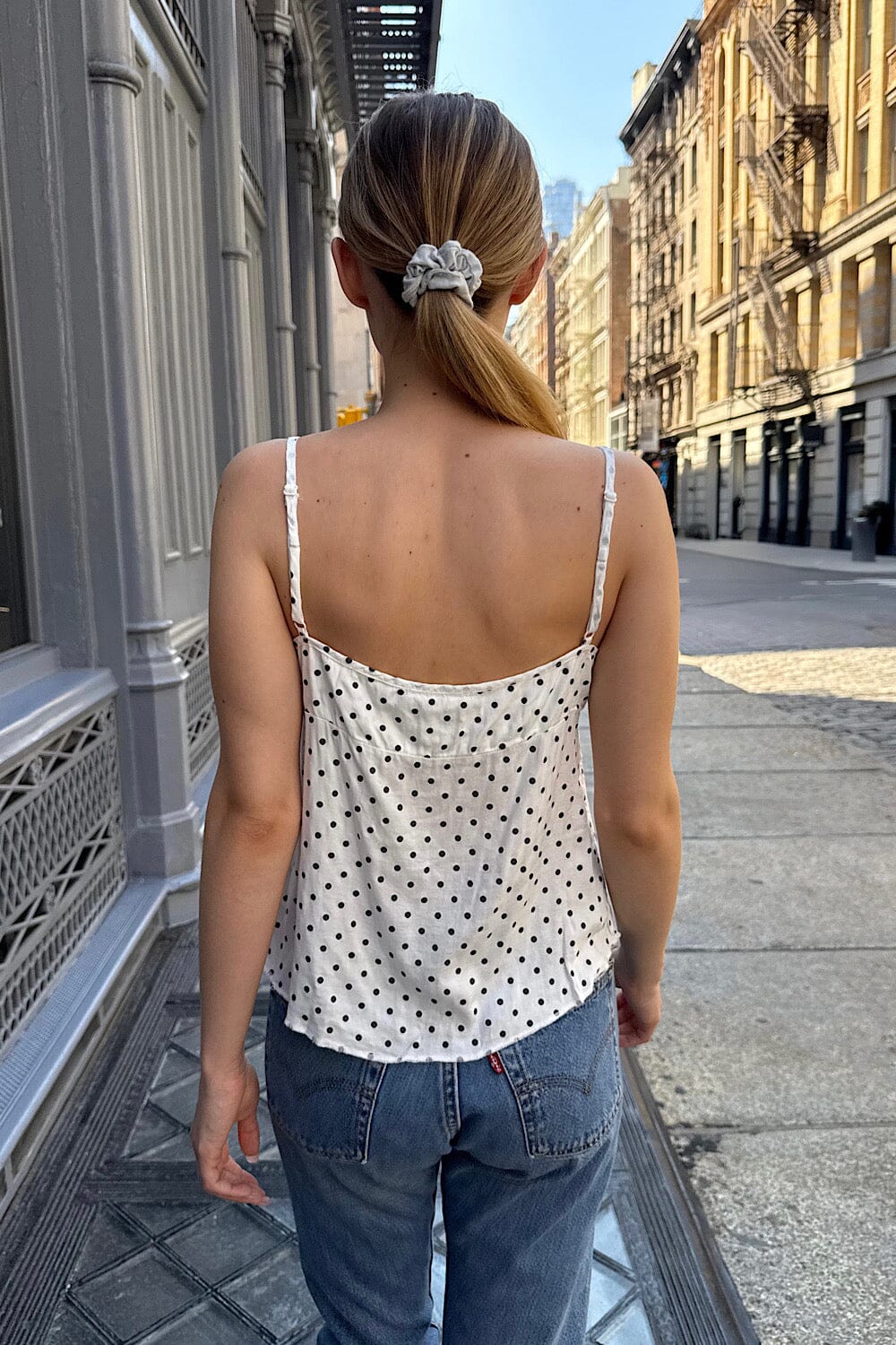 White with Navy Polka Dots / XS/S