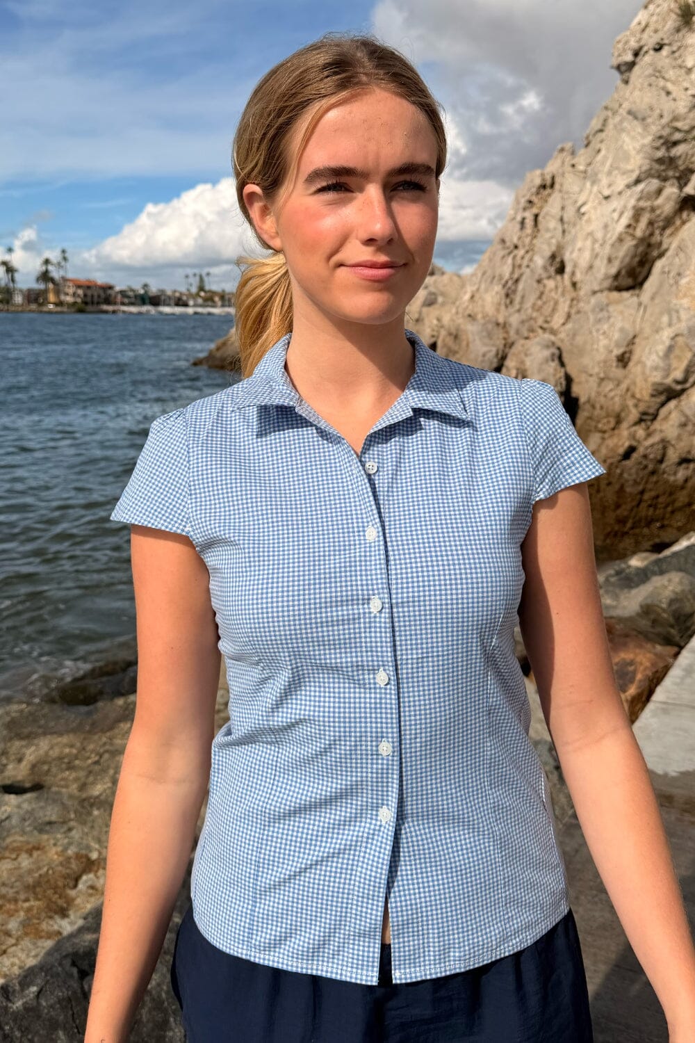 Rue Plaid Top | Blue and White Plaid / XS/S