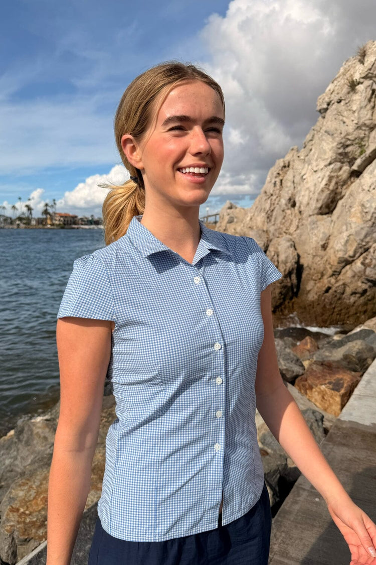 Rue Plaid Top | Blue and White Plaid / XS/S