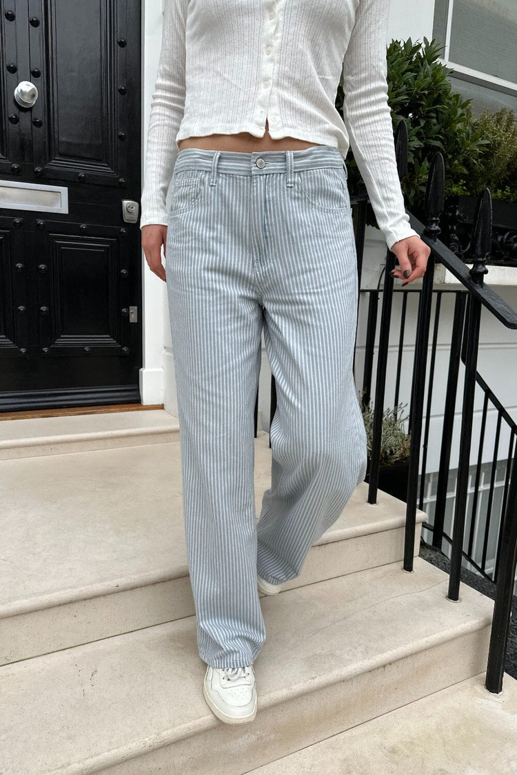 Gigi Pants | Light Blue Vertical Stripes / S/M
