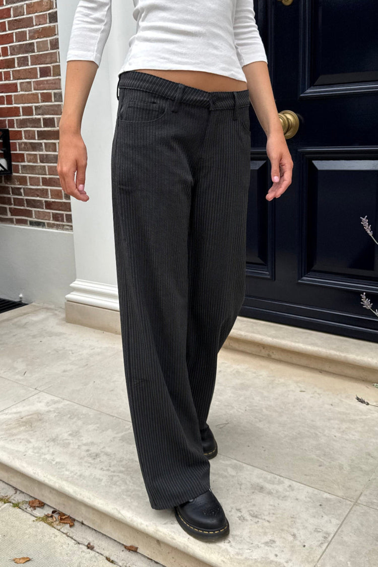 Maisy Pants | Vertical Dark Grey White Stripes / XS/S