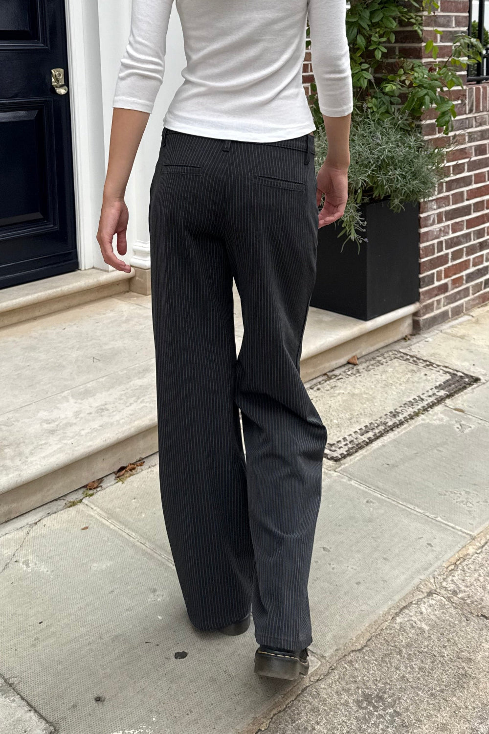 Maisy Pants | Vertical Dark Grey White Stripes / XS/S