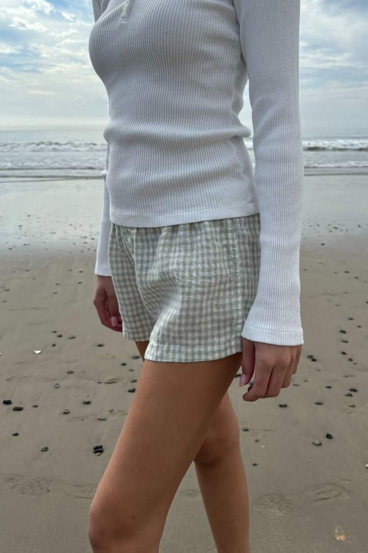 Keira Linen Pants | Green and White Gingham / XS/S