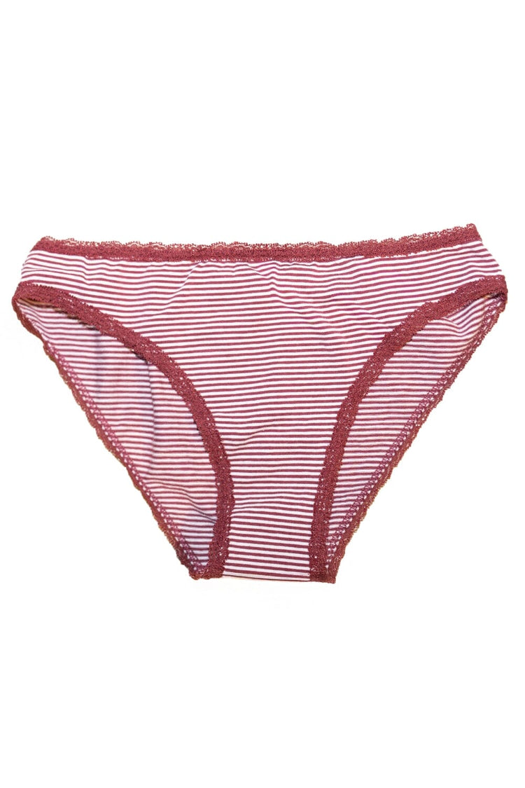 Stripe Underwear | White With Burgundy Stripe / XS/S