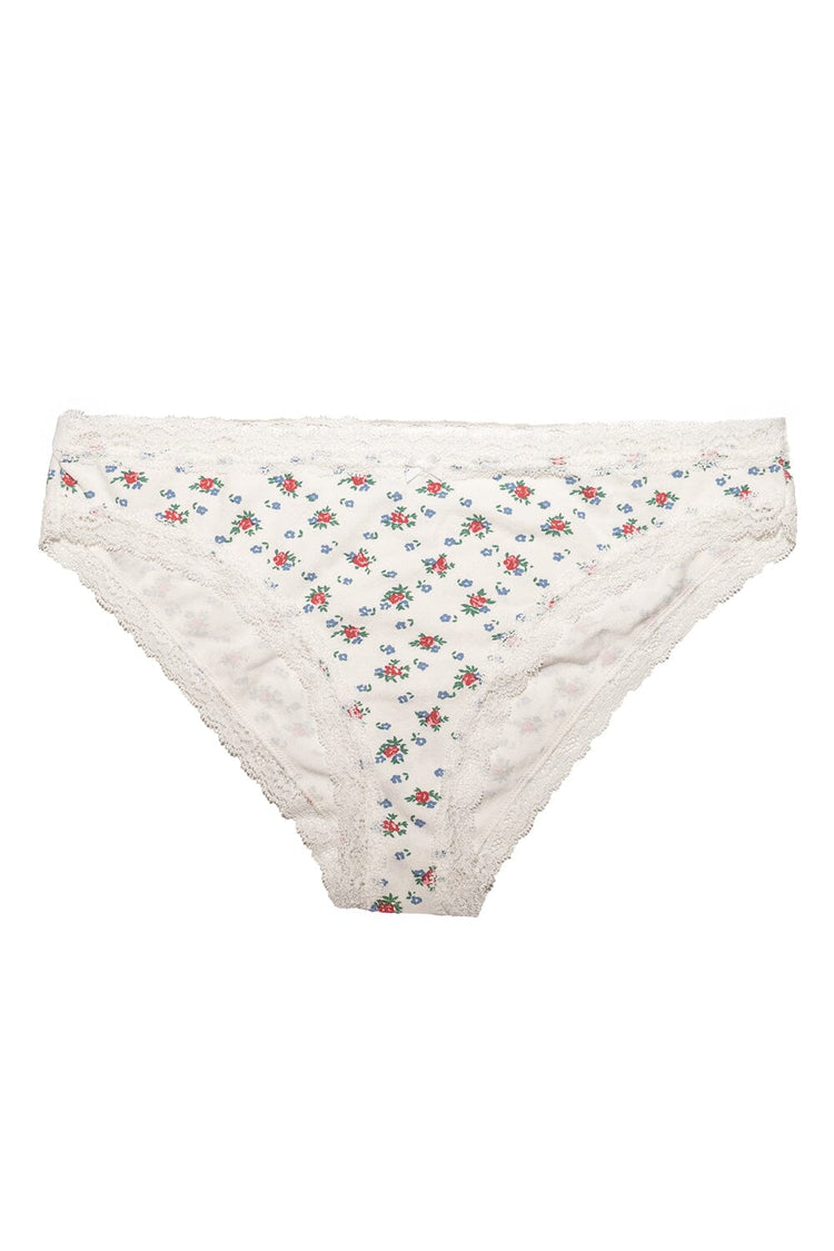 Floral Lace Underwear | White With Red And Blue Florals / XS/S