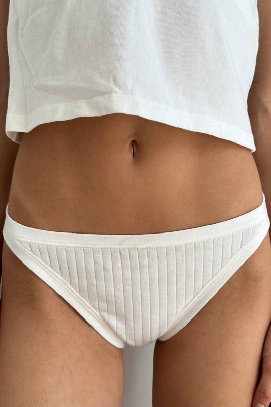 Thick Ribbed Basic Underwear | Natural White / XS/S