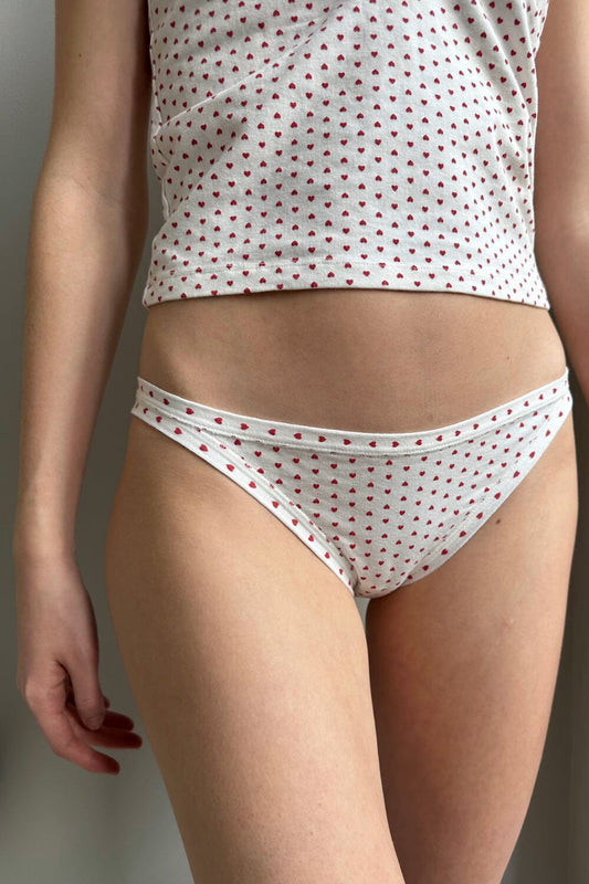 Basic Heart Underwear | White With Red Hearts / XS/S