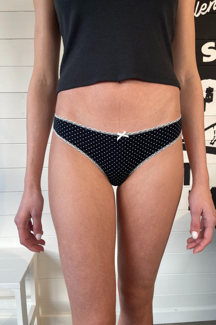 Polka Dots Scallop Bow Underwear | Navy White Polka Dots / S