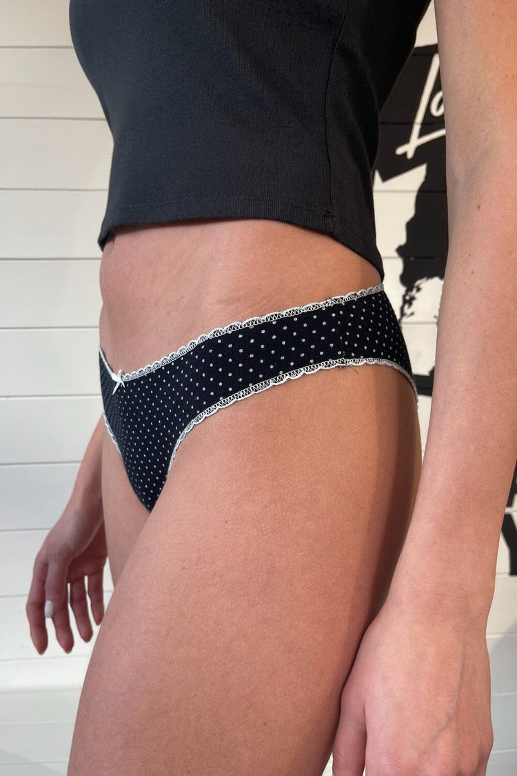 Polka Dots Scallop Bow Underwear | Navy White Polka Dots / S