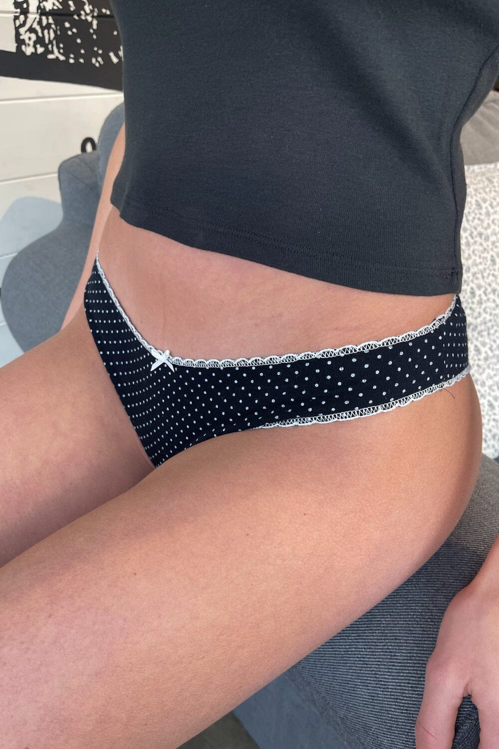 Navy White Polka Dots / S