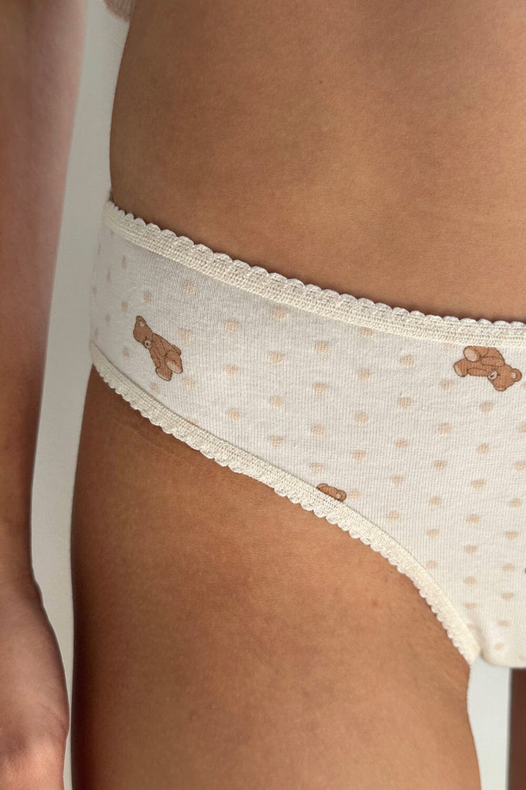 Heart & Teddy Bear Scallop Underwear | Ivory / S