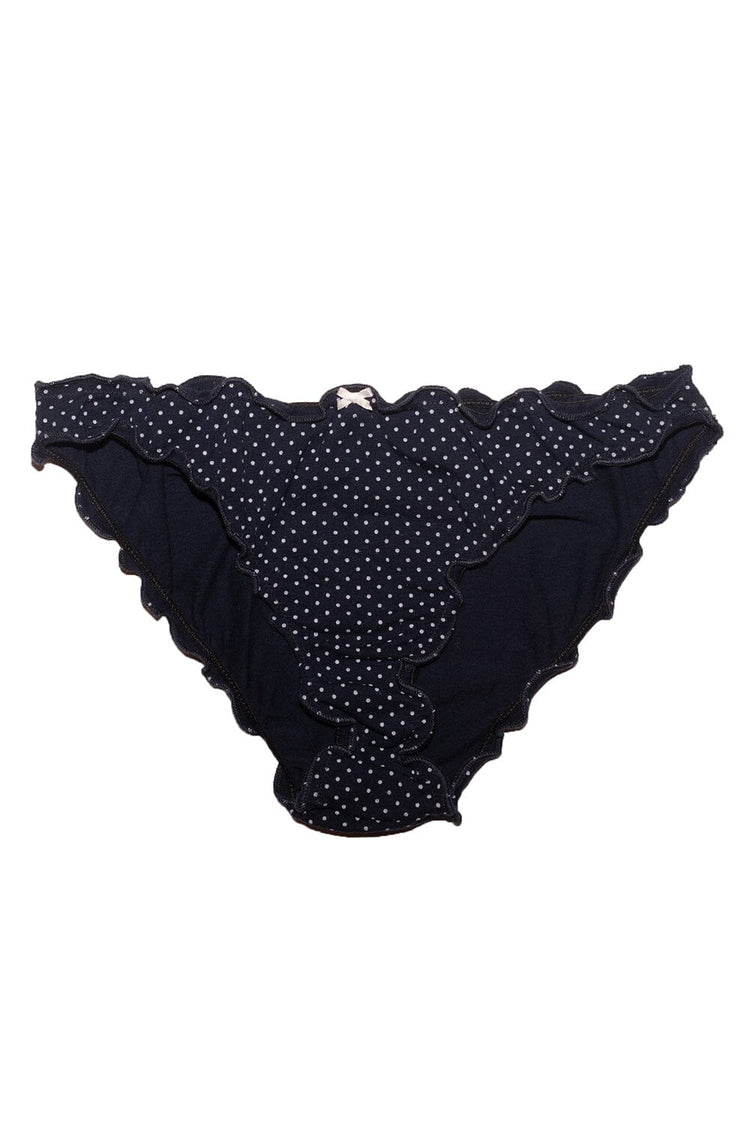 Polka Dots Scallop Bow Underwear | Navy White Polka Dots / S