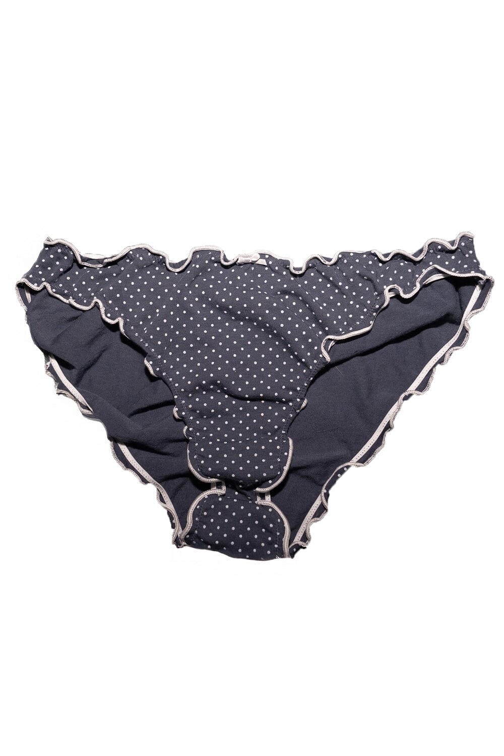 Faded Navy Blue With White Polka Dots / S