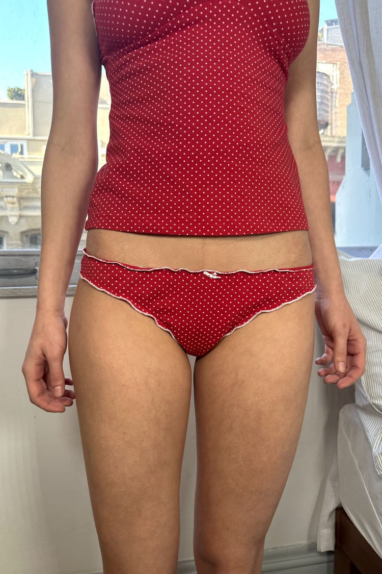 Polka Dot Bow Underwear | Red With White Polka Dots / S