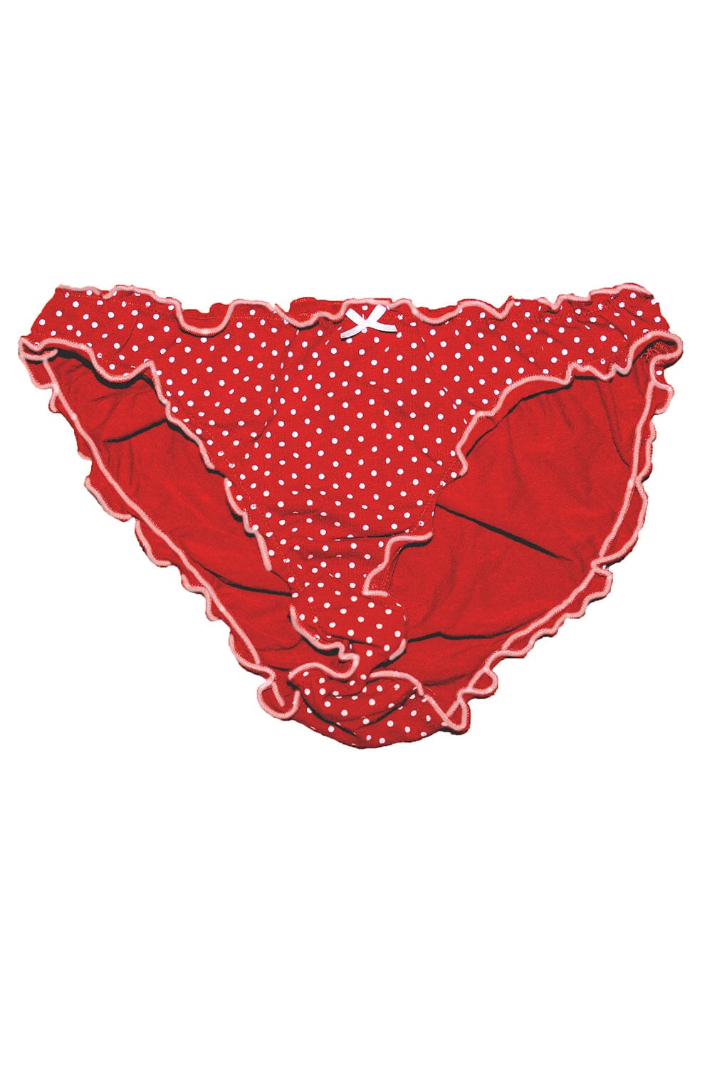 Polka Dot Bow Underwear - Red With White Polka Dots / S