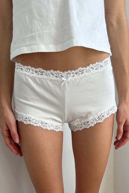 Thick Lace Boy Short Underwear | Natural White / XS/S