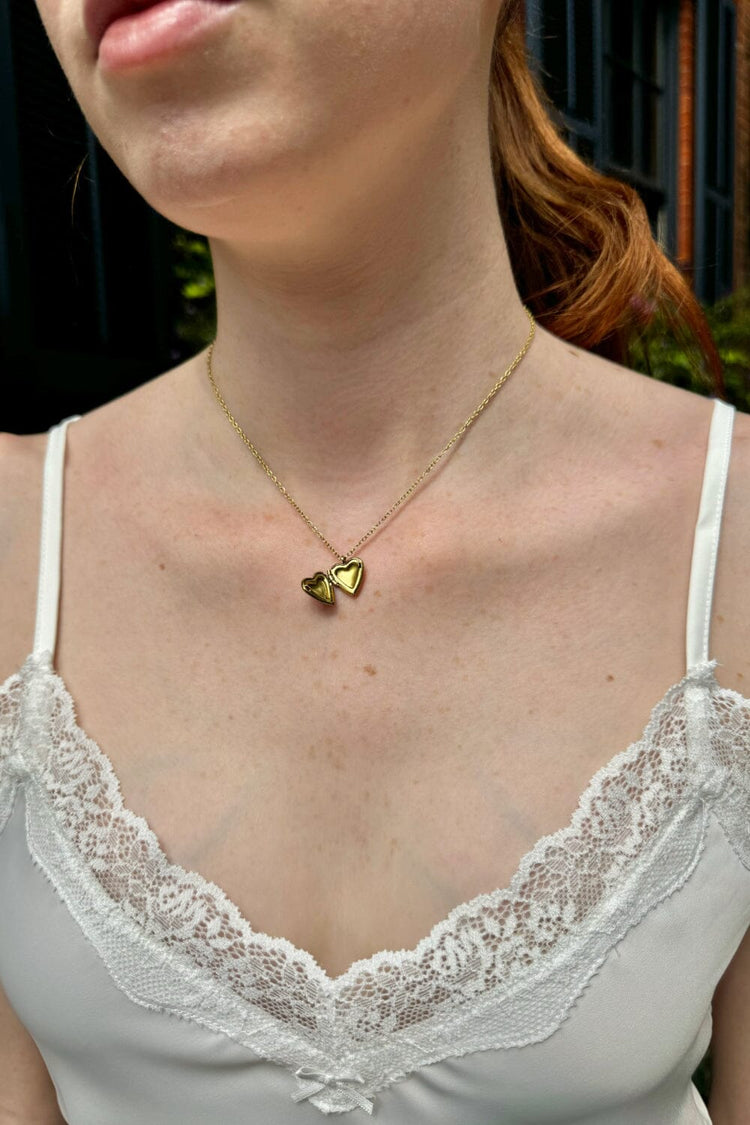 Gold Heart Locket Necklace | Gold