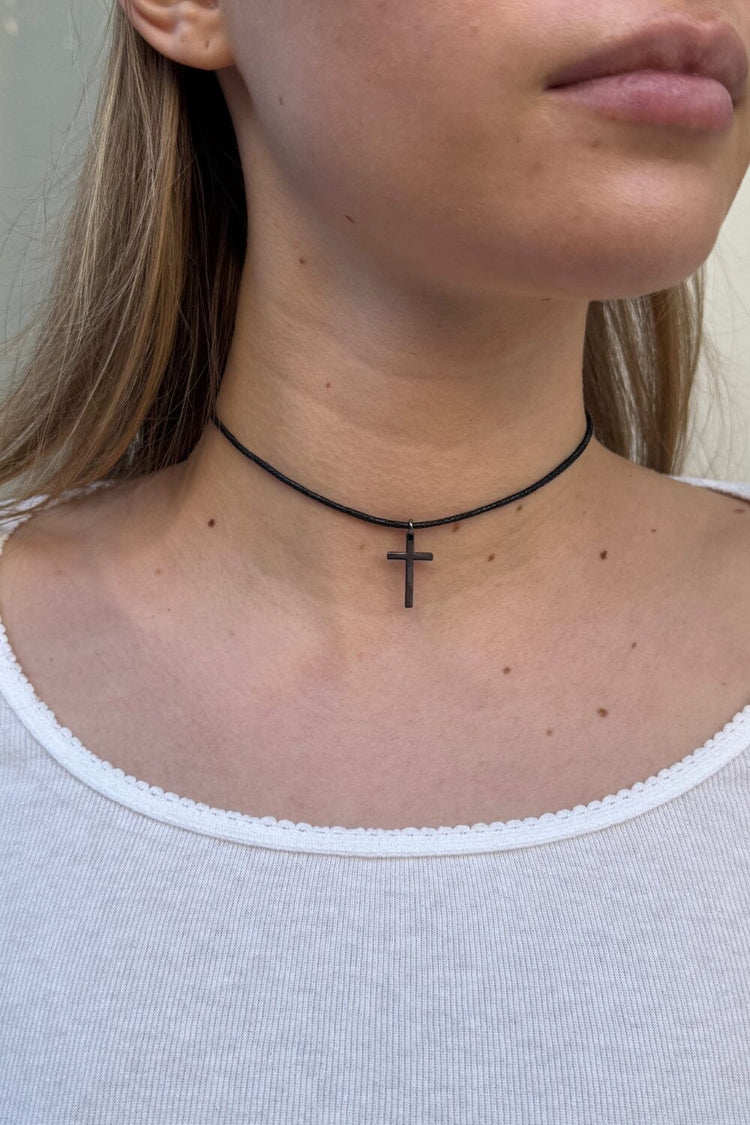 Cross Rope Necklace | Gunmetal Grey