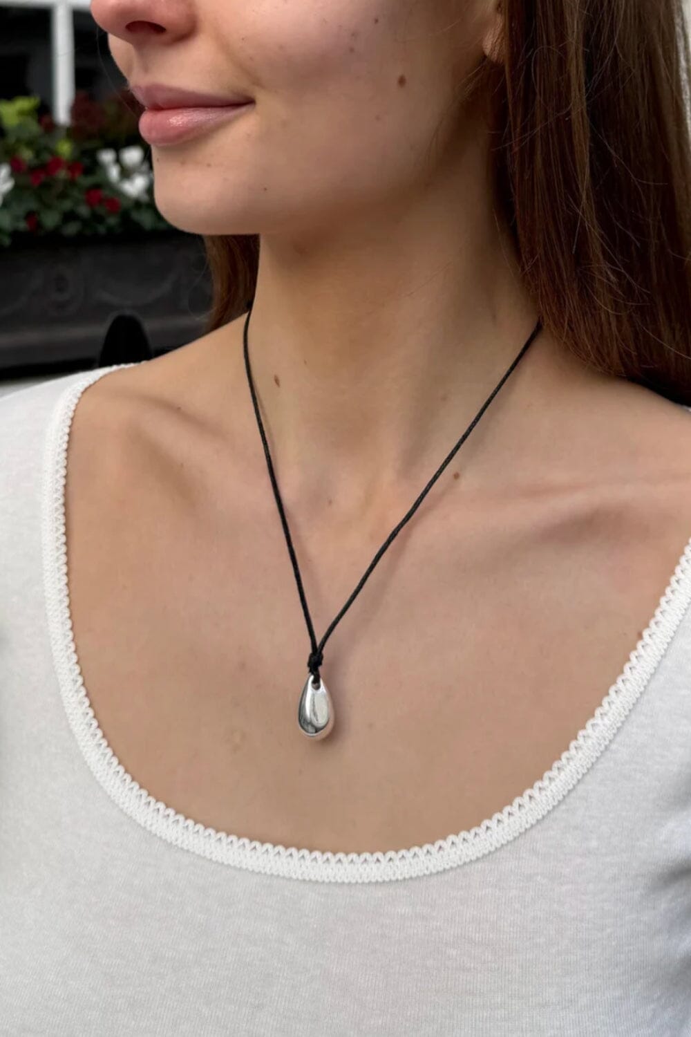 Drop Cord Necklace | Silver
