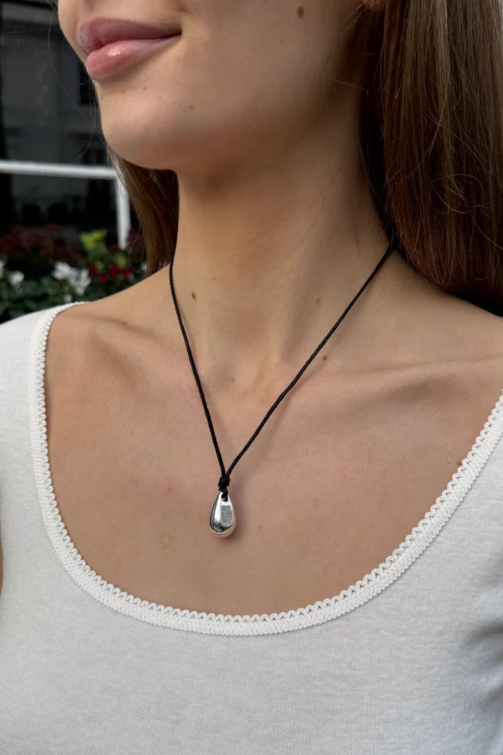 Drop Cord Necklace | Silver