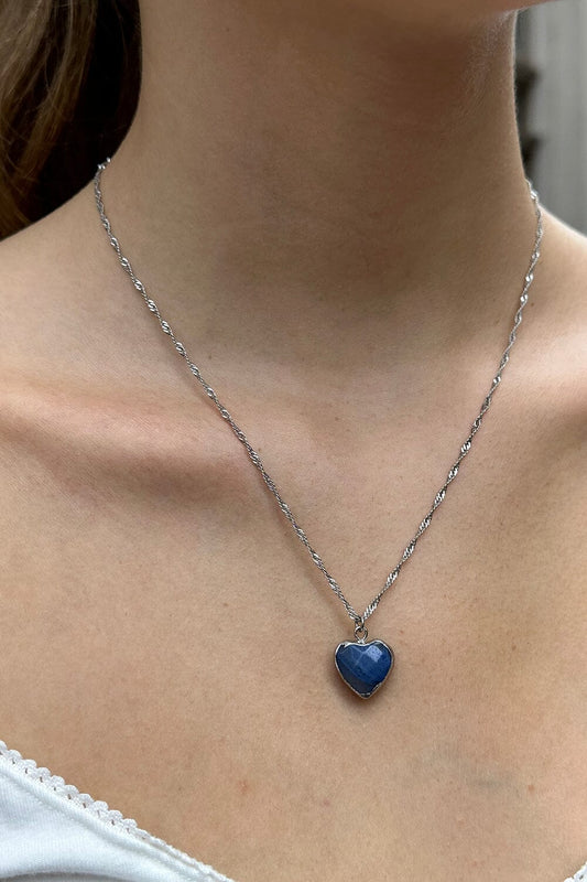 Blue Heart Necklace | Silver