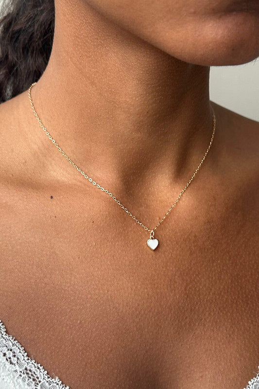 White Heart Necklace | Gold