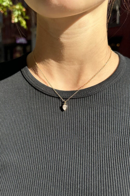 Drop Diamond Charm Necklace | Gold