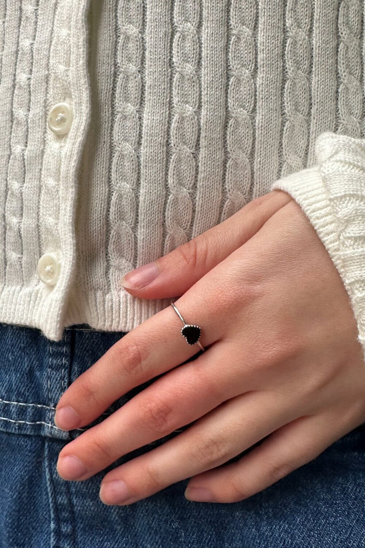 Enamel Heart Ring | Silver