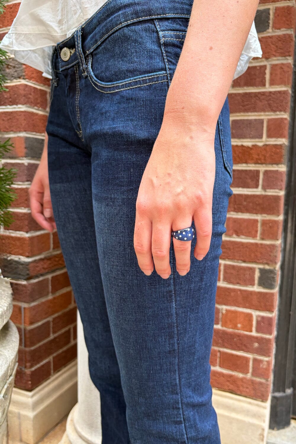 Polka Dots Ring | Navy Blue with White Polka Dots