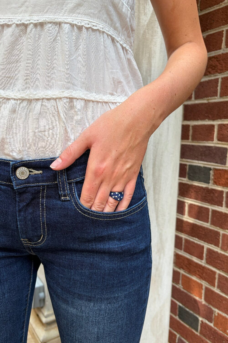 Polka Dots Ring | Navy Blue with White Polka Dots