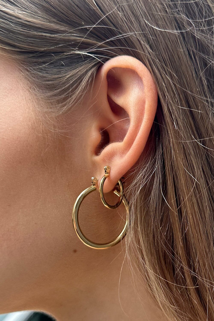 Stainless Steal Hoop Earring Set | Gold