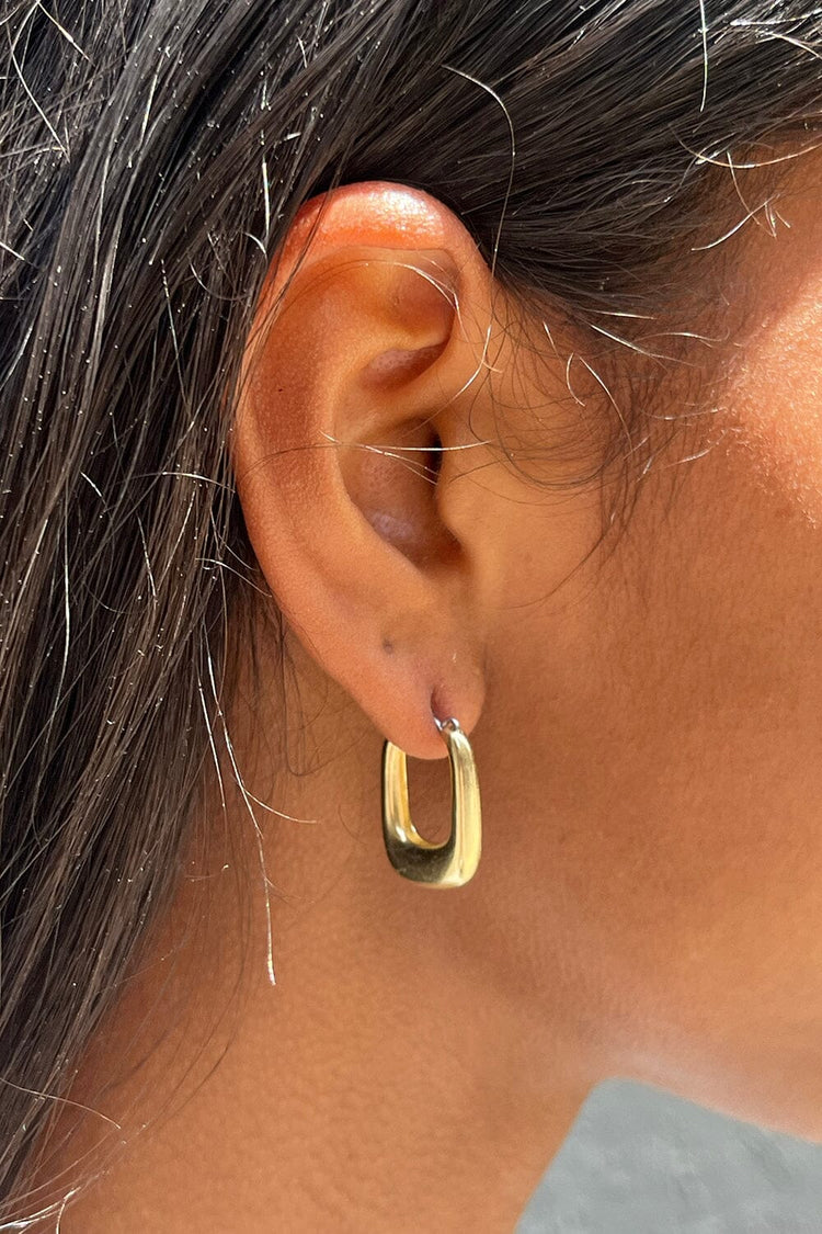Adornia Rectangle Hoop Earrings gold – ADORNIA