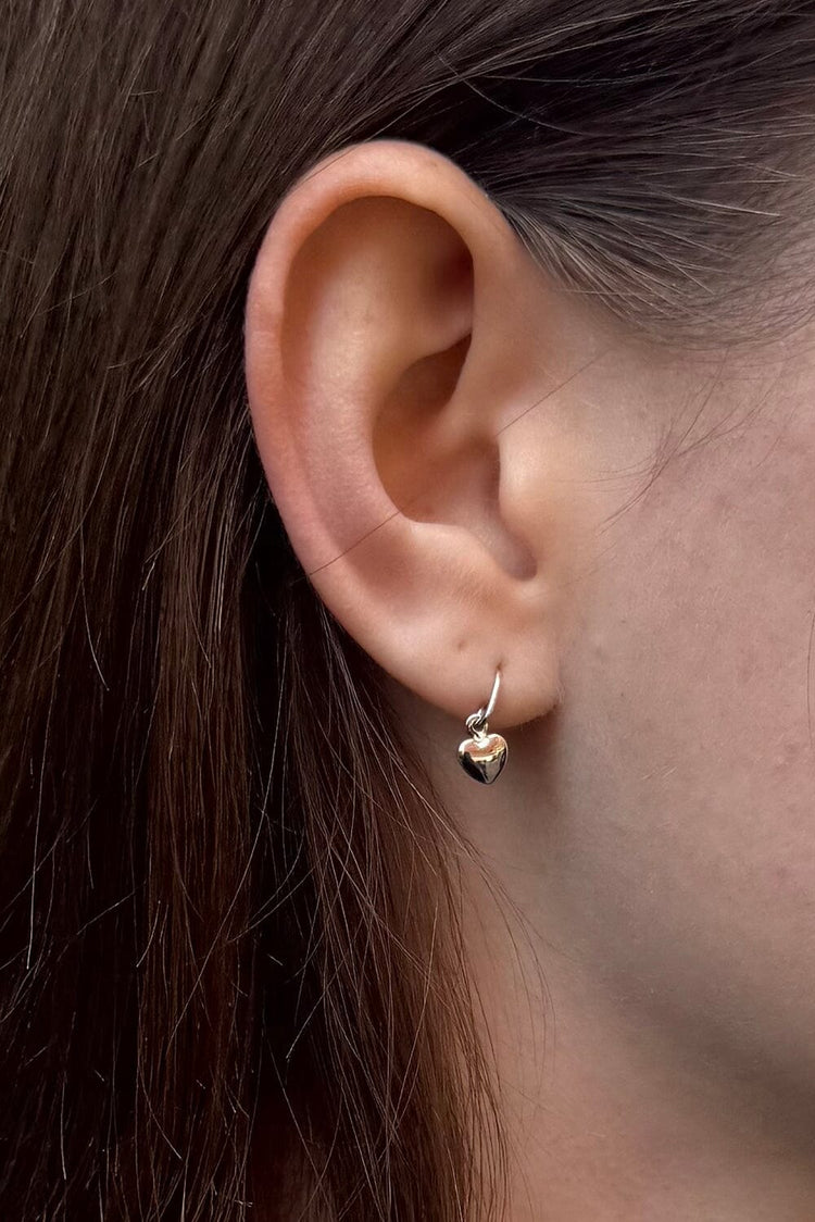 Heart Charm Earrings | Silver