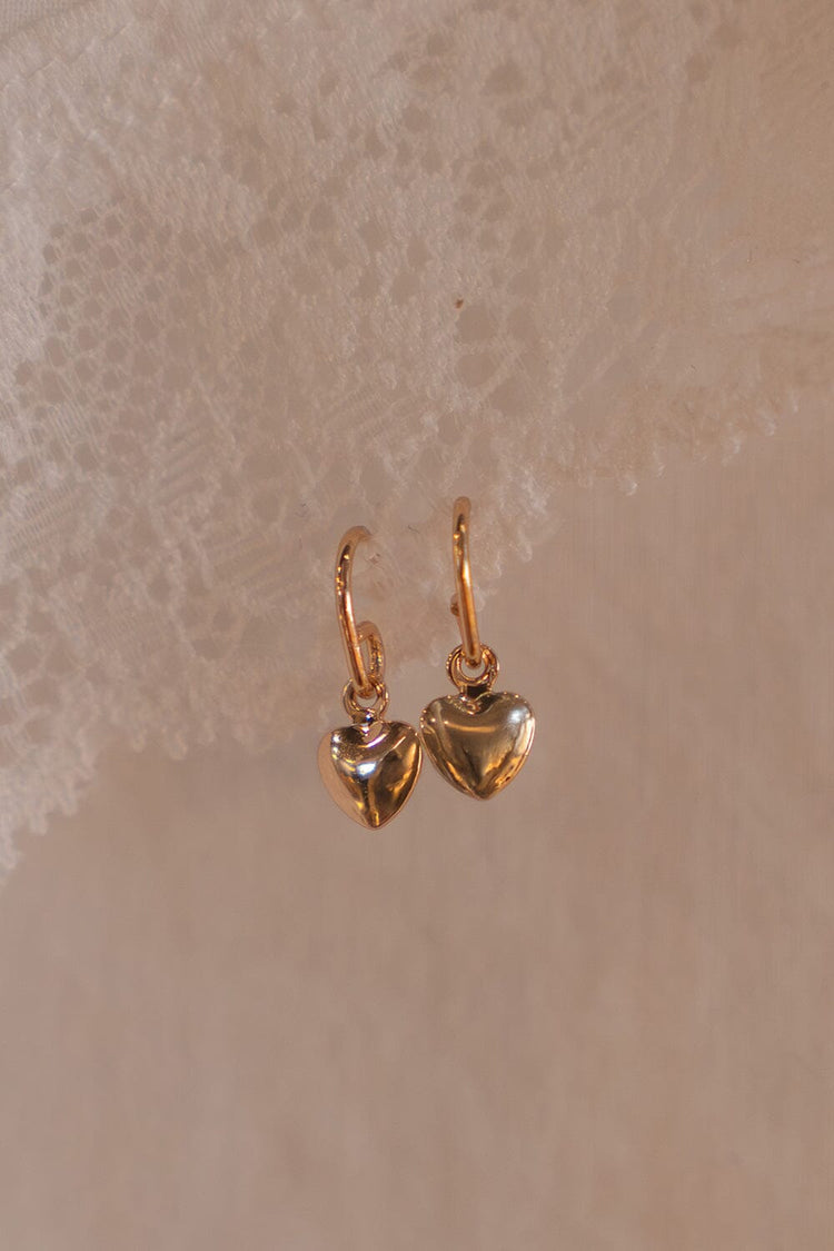 Heart Charm Earrings | Gold