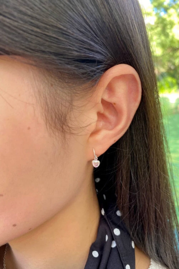 Heart Charm Earrings | Silver