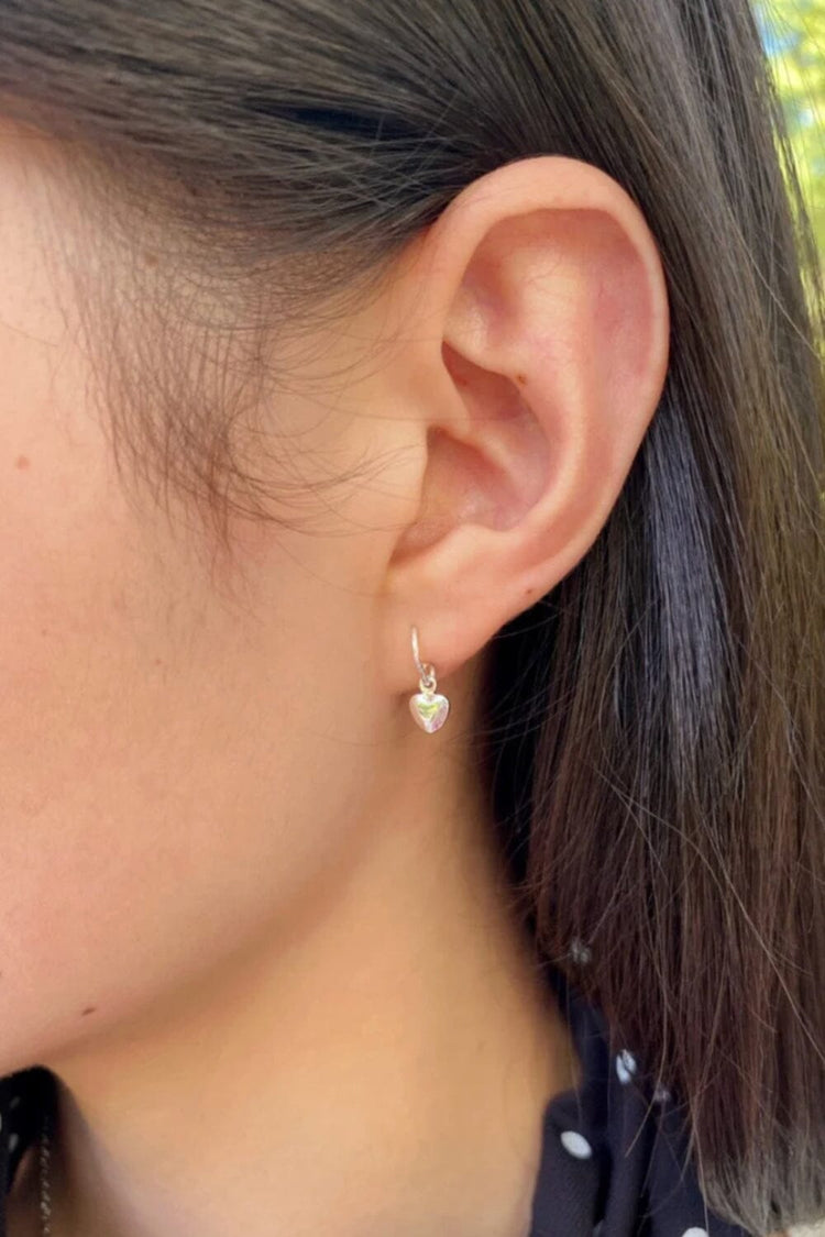 Heart Charm Earrings | Silver